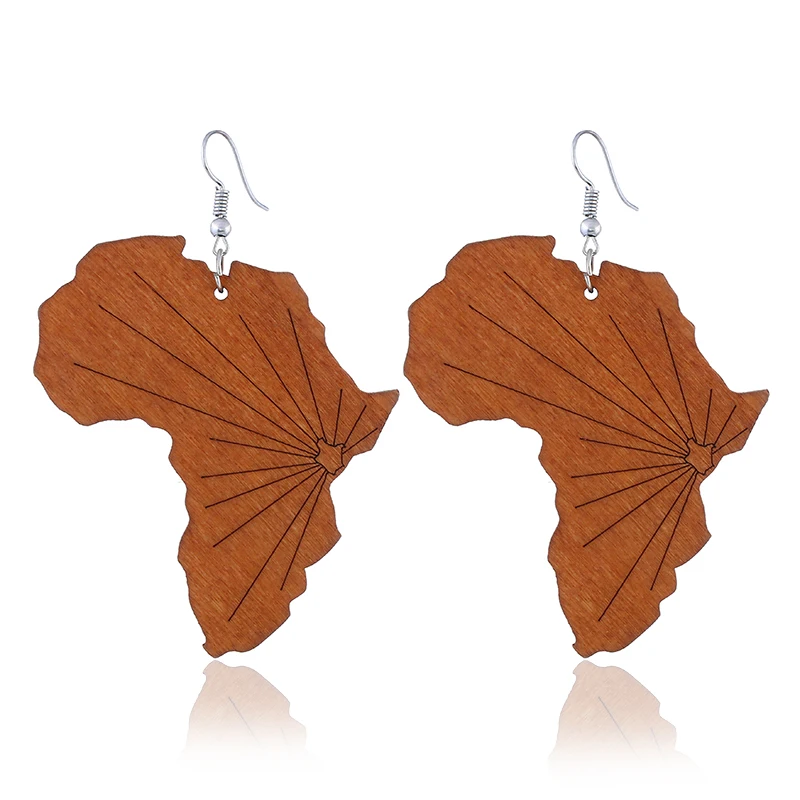 LZHLQ Африканская Карта моделирование серьги женские модные серьги девушка новые деревянные висящие серьги для женщин ювелирные изделия