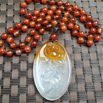 

Authentic agate ice color pretty bergamot pendant fine necklace cb12#