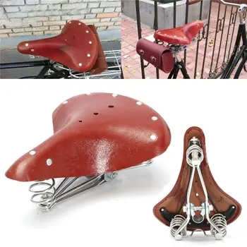 

Bike Seat Classic Three Spring Retro Leather Cushion 28 Inch Car Vintage Leather Cushion Vintage Classic Style Comfort Leather