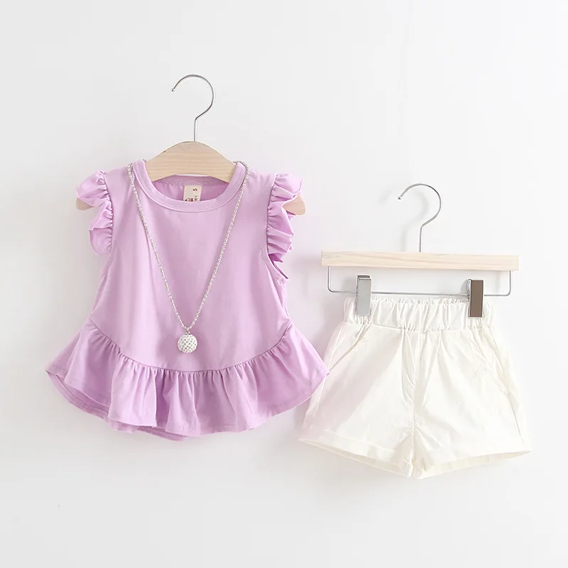 BibiCola New Baby Girls clothing sets lovely Baby girls clothes set 2pcs tops and white shorts for girls summer clothes