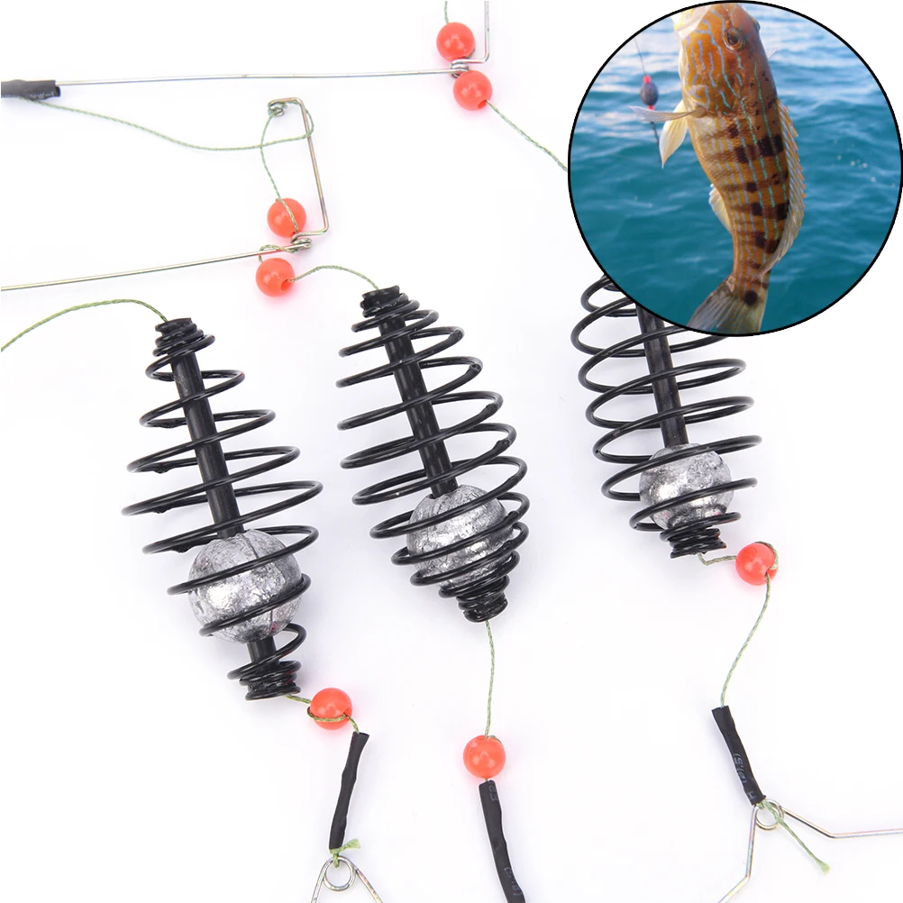 1PC Fishing Hooks For Carp Feeder  Fishhooks Fishing Bait Cage Lead Sinker Swivel With Line Hooks 20g 30g 35g Fishing Tackle