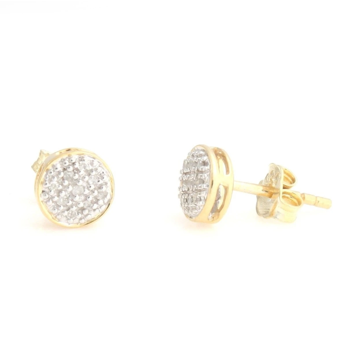 18K Yellow Gold Plated Sterling Silver Stud Earrings With Screw Back Q038 (1)