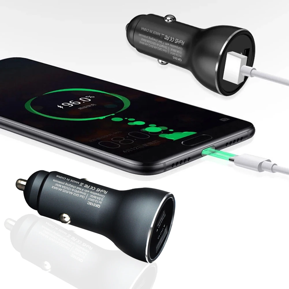 Новое автомобильное зарядное устройство с цветными лампами для HUAWEI Быстрая зарядка двойной порт USB Автомобильное зарядное устройство