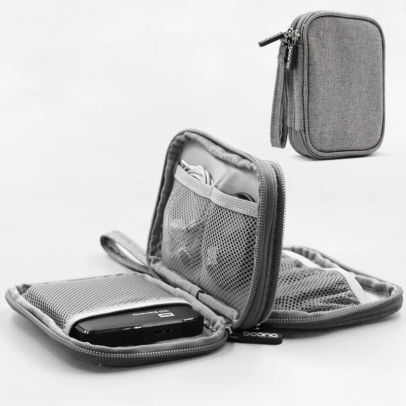 

DAINCHOUL Portable Oxford Double Layer Travel Storage Bag U Disk Phone Data Cable Portable Digital Device Organizer