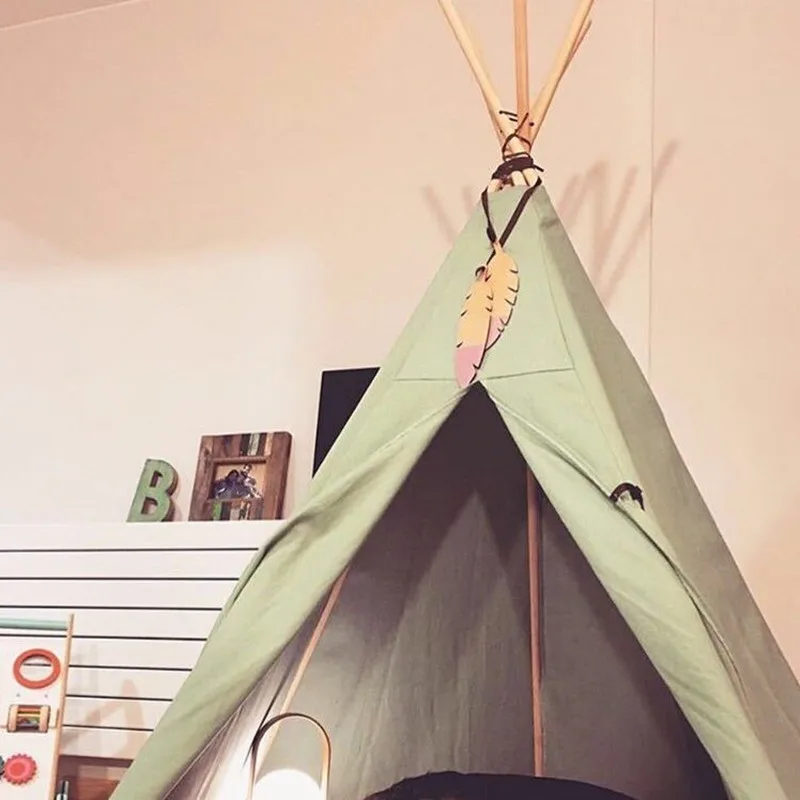 

Nordic Style Wooden Feather Teepee Hanging Pendant With Rope Baby Room Wall Hanging Decor Play Tent Decoration Photography Props