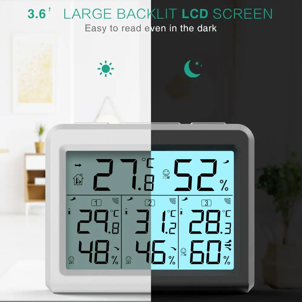 Beste ORIA Hygrometer Thermometer Digitale LCD Thermometer Indoor Outdoor Wireless Sensor Temperatuur Vochtigheid Monitor Afstandsbediening