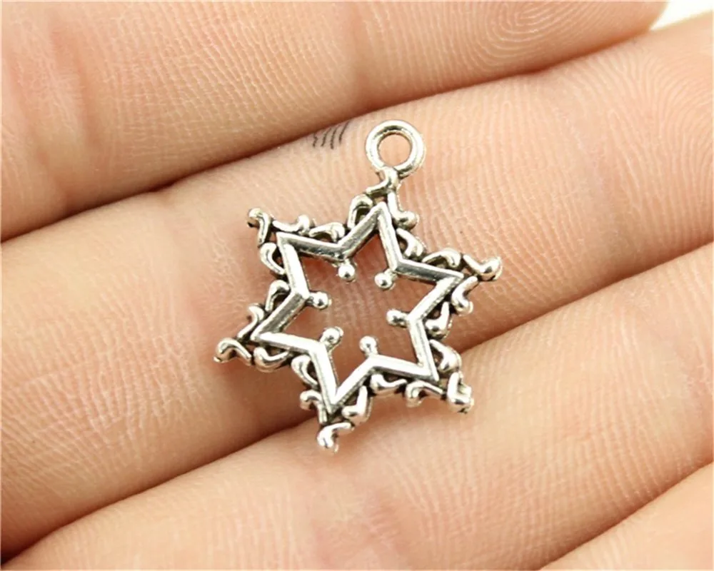 

WYSIWYG 10pcs 22x16mm Diy Snowflake Pendants Snowflake Pendant Silver Tone Snowflake Pendants Charm
