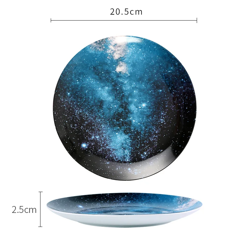 2 шт. Звездная Вселенная пейзаж Набор тарелок высокое качество керамические блюда и тарелки наборы десерт стейк тарелка в форме хлеба кухня decorati - Цвет: 2Pcs