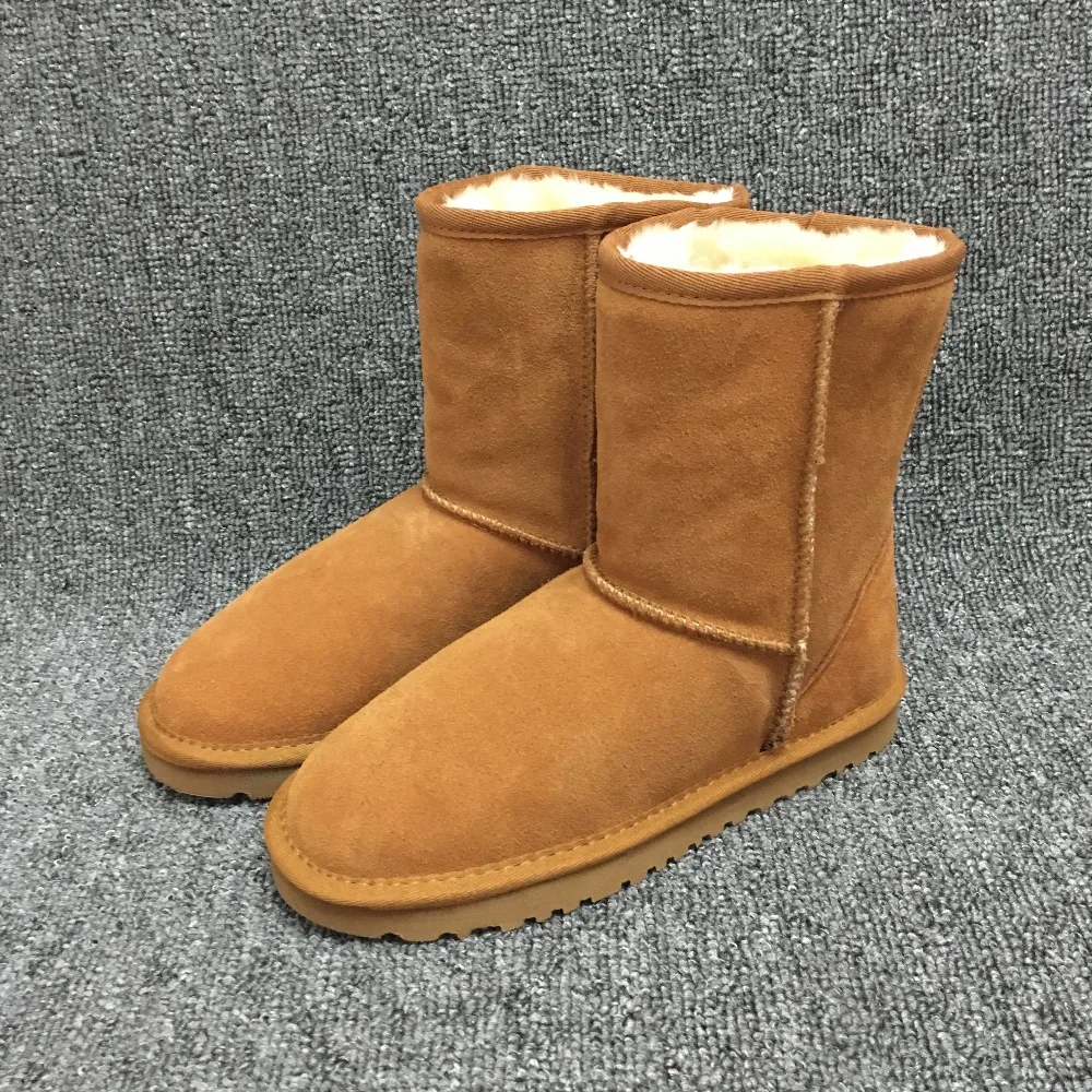 

HOT Australia Style ug Women Snow Boots Genuine Cowhide Leather Short Boots Warm Winter Boots Brand Ivg Unisex Plus size 34-45