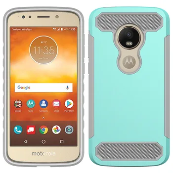 

Heavy Duty Case For Moto E5 Dual Layer Hybrid Armor Cover For Motorola Moto E5 Plus E5 Play With Carbon Fiber Protective Case