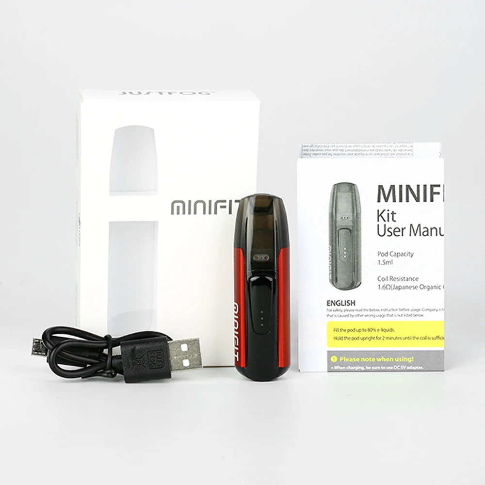 JUSTFOG MINIFIT Pod Vape комплект 370 мАч батарея с 1,5 мл картриджем Ом катушка и постоянный выход напряжения vs Justfog C601