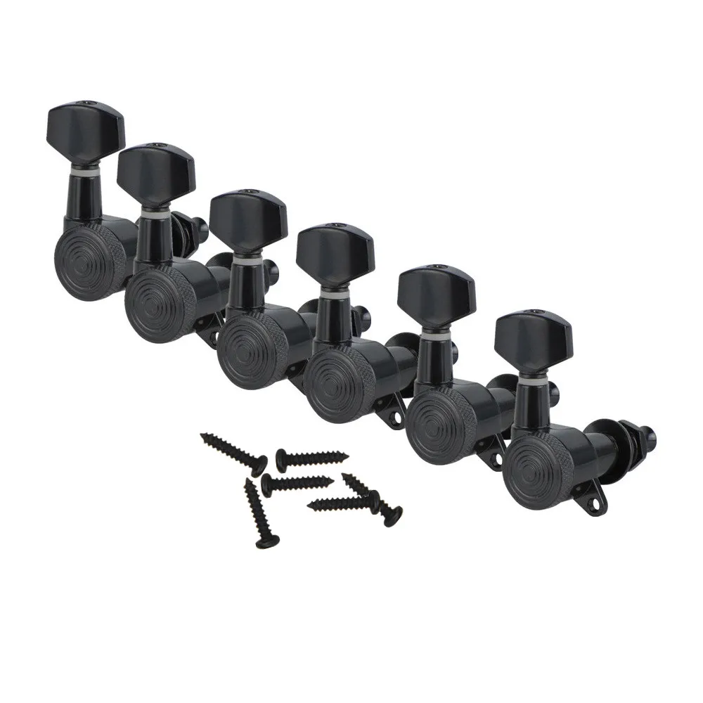 

FLEOR Metal 6R Locking Tuning Pegs Machine Heads Tuners 6R Electric Guitar Tuning Keys Black Small Button Guitar Accessories
