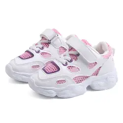 Детская обувь мягкие однотонные спортивные кеды для бега повседневная обувь для девочек 2019 Осень Весна Детские кроссовки дышащая детская