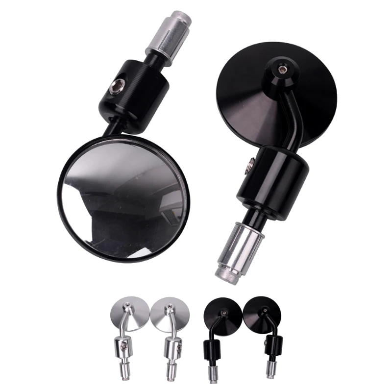 Pair Universal Aluminum 7/8" Handle Bar End Rearview Mirror Motorcycle
