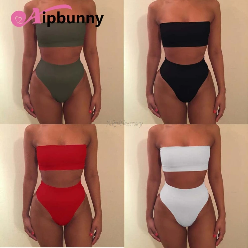 

Aipbunny Sexy Padded Bandeau Strapless Bikinis Set Mayo maillot de bain femme 2018 Swimwear Women Bathing Suit Swimsuit biquinis