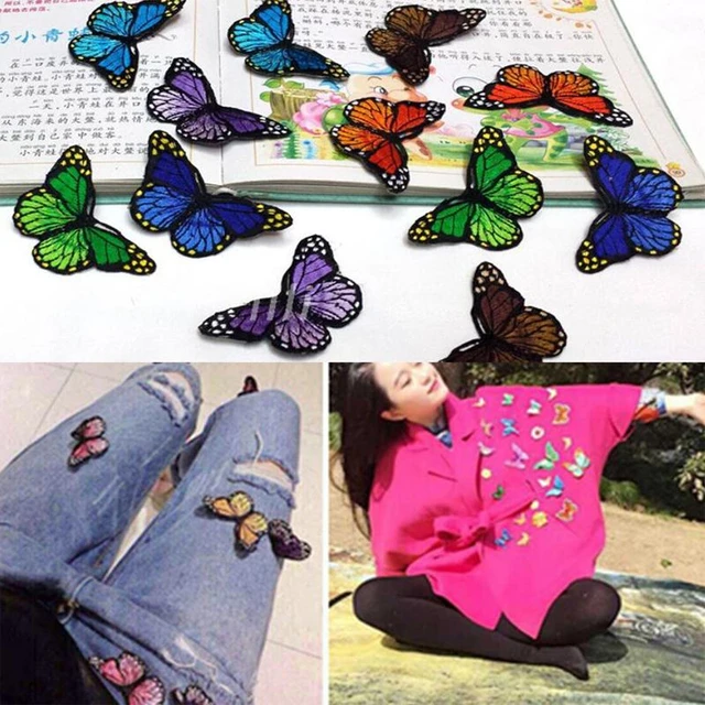 10pcs Butterfly Patches Applique for Clothing Embroidery Patches on Clothes  DIY Ironing Sewing Children Kids Stickers