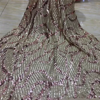 

MadisonHot Sale Sequins Lace Fabric Fabric 2019 High Quality French Mesh Lace Fabrics with Sequins Lace Fabric for Party Dress