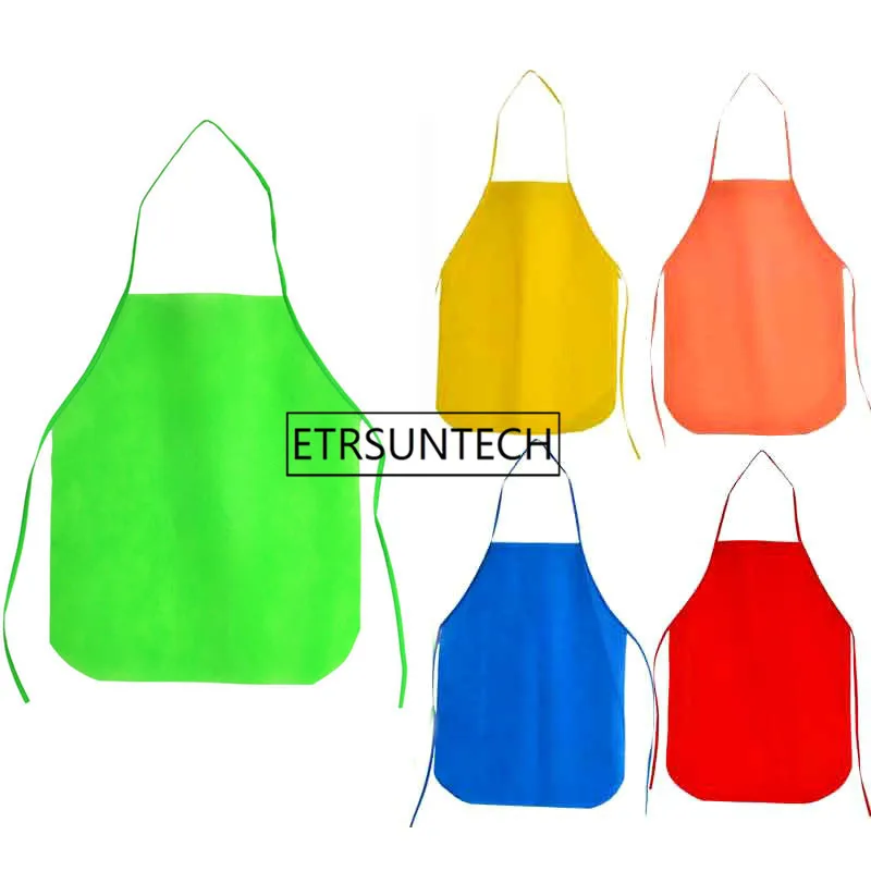 

Non woven Fabric Apron Kitchen Children Kids Disposable Aprons Custom Logo Cooking Baking Painting Apron