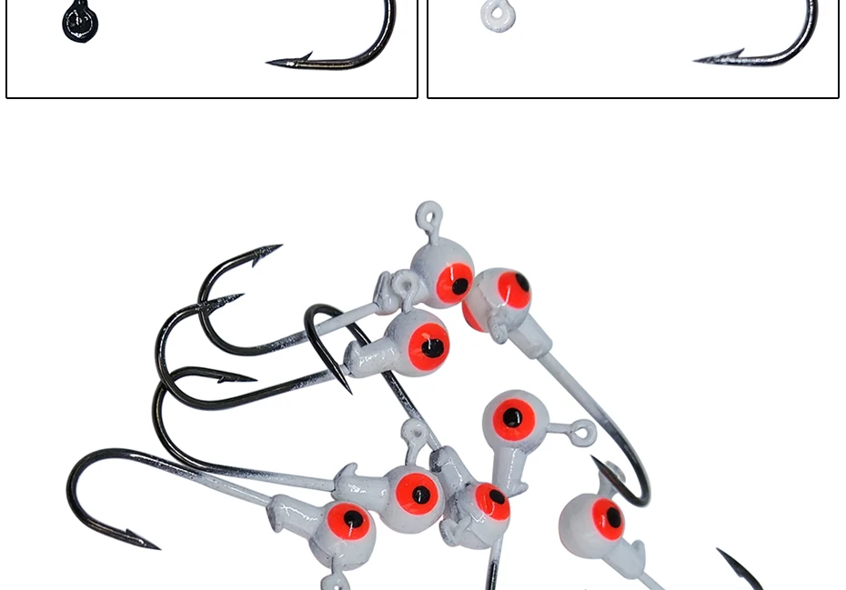 20 штук рыболовные крючки окрашенные джигхеады 1 г круглые двухглазые Джиги крючок Мягкие приманки крючок под червя
