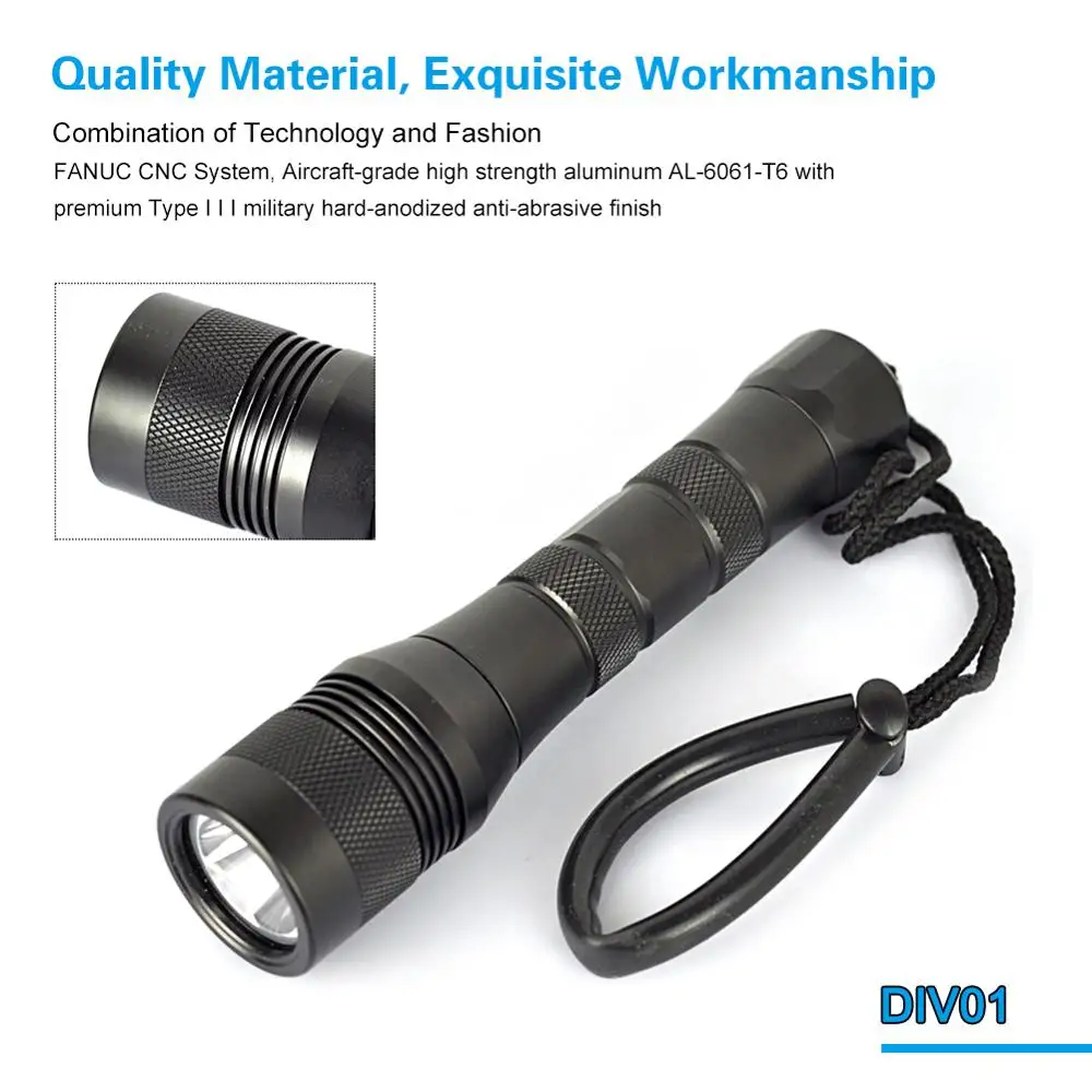 Professional Scuba Diving Flashlight Underwater Waterproof Torch XML L2 LED Dive Scuba Diving Light Underwater Flashlights