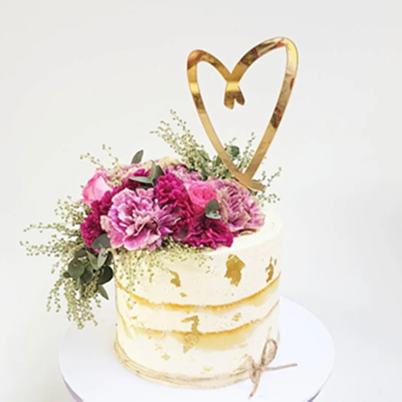 

2pcs New Love Acrylic Cupcake Topper Gold Silver Heart Acrylic Cake Topper For Wedding Valentine's Day Party Cake Decorations