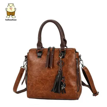 

Beibaobao Fashion Women Leather Handbags Female Tote Bags Casual Women Bag 2018 Lock Design Trapeze Women Messenger Bags A3870