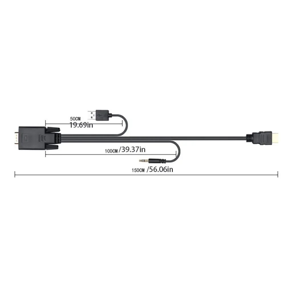1,8 метров VGA HDMI Соединительный Кабель-адаптер USB аудио VGA к HDMI конвертер для ПК ноутбук к HDTV проектору