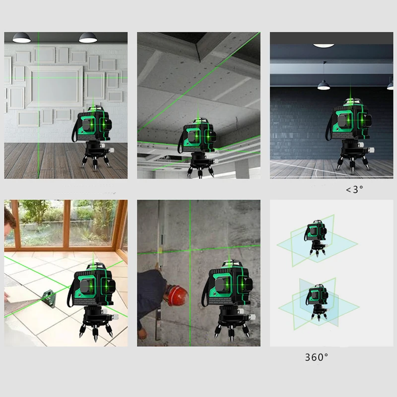 Лазерный уровень, 12 линий, 3D уровень, самонивелирующийся, 360, горизонтальный вертикальный крест, супер мощный зеленый лазерный уровень, строительные инструменты