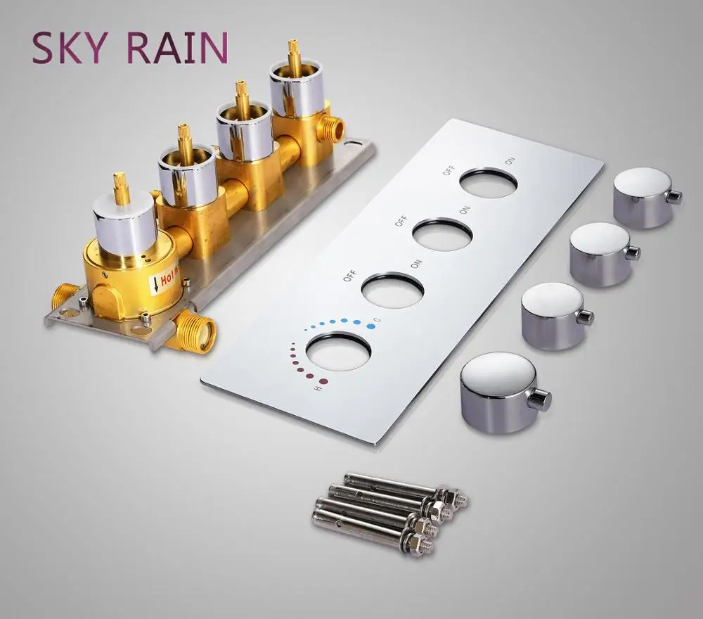 SKY RAIN Hot Selling Brass Chrome Plated 3 Function High Flow Hot And Cold Or Thermostatic Valve SKY RAIN Hot Selling Brass Chrome Plated 3 Function High Flow Hot And Cold Or Thermostatic Valve