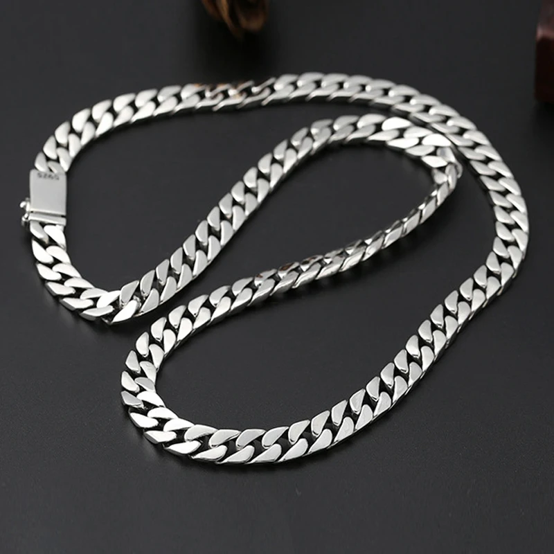 Fine jewelry 925 sterling silver jewelry link chain necklace Top quality Thai silver men's 8mm Heavy S925 Silver Chain 55cm/60cm - Окраска металла: Silver