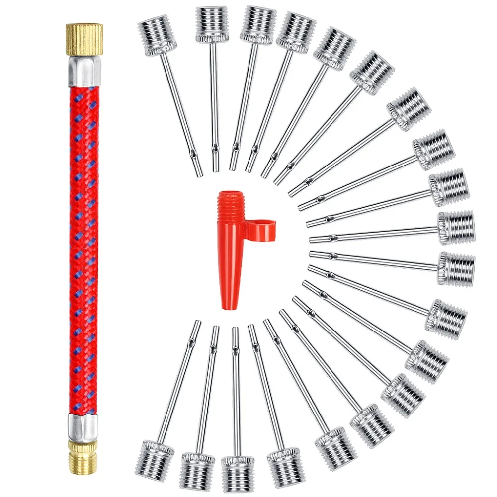 Ball Pump Needles 20 Pcs Set With Nozzle Adapter And Air Hose For Inflating Football Basketball Volleyball Rugby Ball And Inflatable Toys (1)