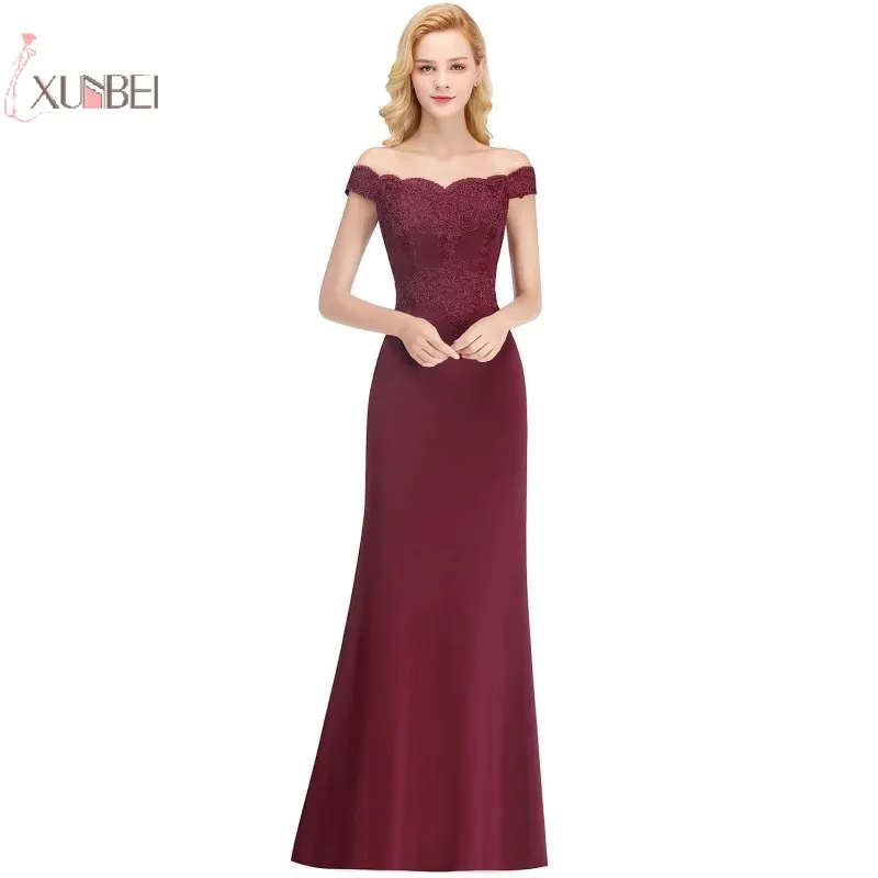 

Robe De Soiree Burgundy 2019 Long Evening Dress Mermaid Applique Evening Gowns Formal Party Dresses Vestido De Festa New