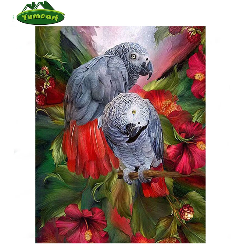 

Needlework diamond painting parrot flowers square drill full laid diamond embroidery birds animals beadwork pictures home decor