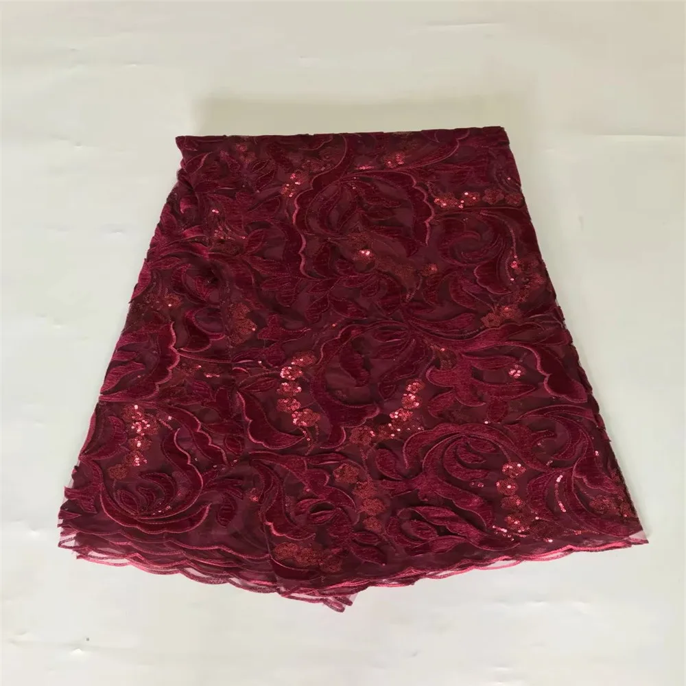 

Blush wine sequins lace fabric high quality french net tulle lace fabric high quality green lace for wedding HJ30-1