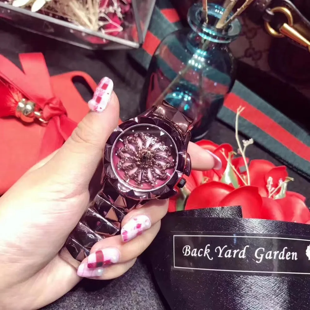 Высококачественные роскошные Брендовые женские наручные часы со стразами женские блестящие часы с вращающимся платьем большие алмазные Наручные часы с камнями фиолетовые часы
