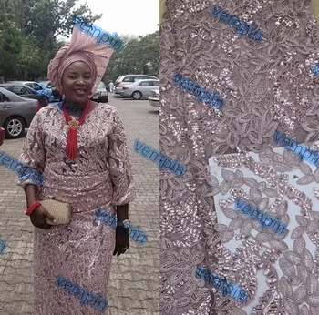 

Lovely Fashion Styles For Lady Nigerian Dress High Quality Sequins African French Tulle Lace Fabric