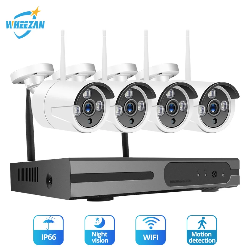 Wheezan CCTV камера система безопасности комплект 4CH NVR Wi-Fi камера водонепроницаемый домашний видеонаблюдение ночное видение беспроводной IP комплект камер