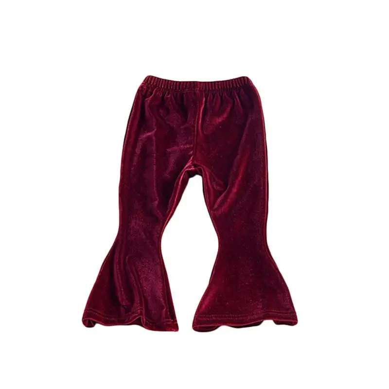 Infant Toddler Baby Girls Bell Bottom Stretch Pleuche Pants Long