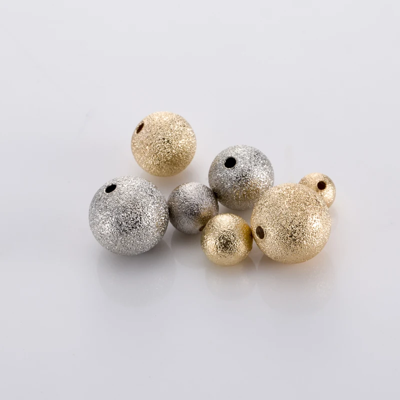 Golden Round Copper Matting Bead With Hole Earrings Necklaces Accessories For Jewelry Making Charms Hand Made Diy Materials | Украшения и