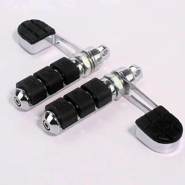 Cherk Chrome Skull Anti Vibe Foot Pegs Male Mount Heel Rest For Harley Davidson DYNA FXDF FAT
