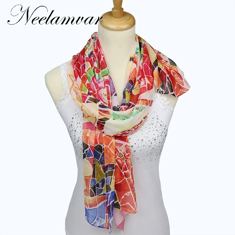 Стиль шифоновый шелковый шарф женские брендовые шарфы осень зима шали и женский шифоновый шарф Cachecol Echarpes fulards Femme