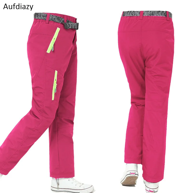 Aufdiazy Fleece Softshell niños niñas impermeable senderismo esquí Invierno Caliente polainas niños Trekking pantalones OT004