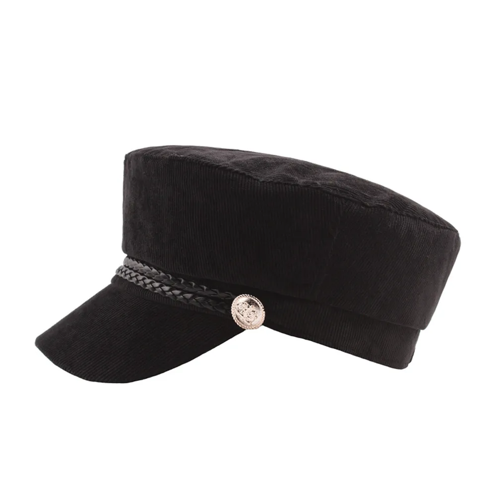 JAYCOSIN военная шапка, одноцветная Кепка, козырьки, уникальный дизайн с пуговицами, винтажная модная облегающая женская кепка с плоским верхом April18 P30