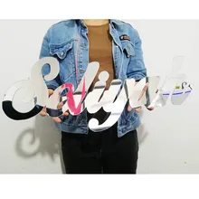 Пользовательские ребенок душ Имя Знак акриловое зеркало серебро золото детская знак, детская буквы День Рождения Декор, настенный фон вешалка