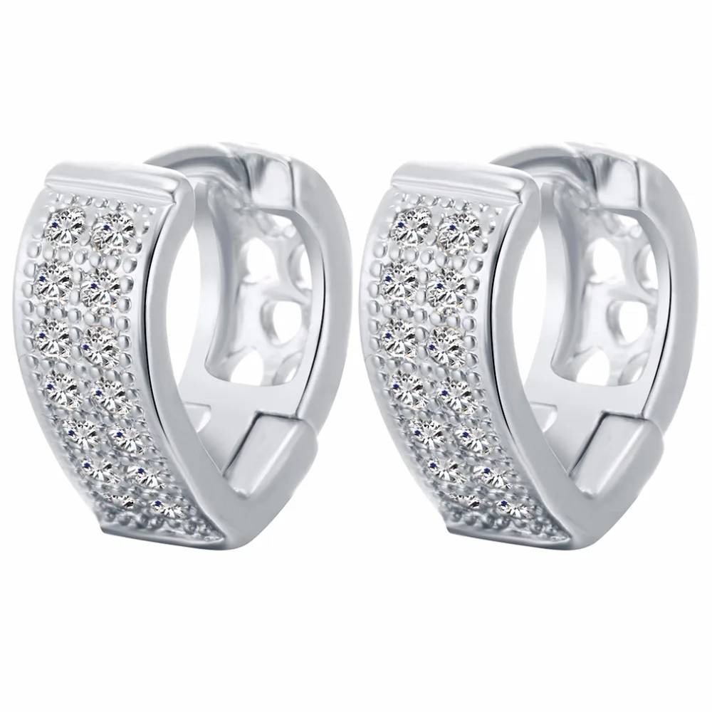 1Pair  Fashion Gold Silver Plated Hoop Earrings High Grade Crystal Heart Earring Women Ear Jewelry Nightclubs Party