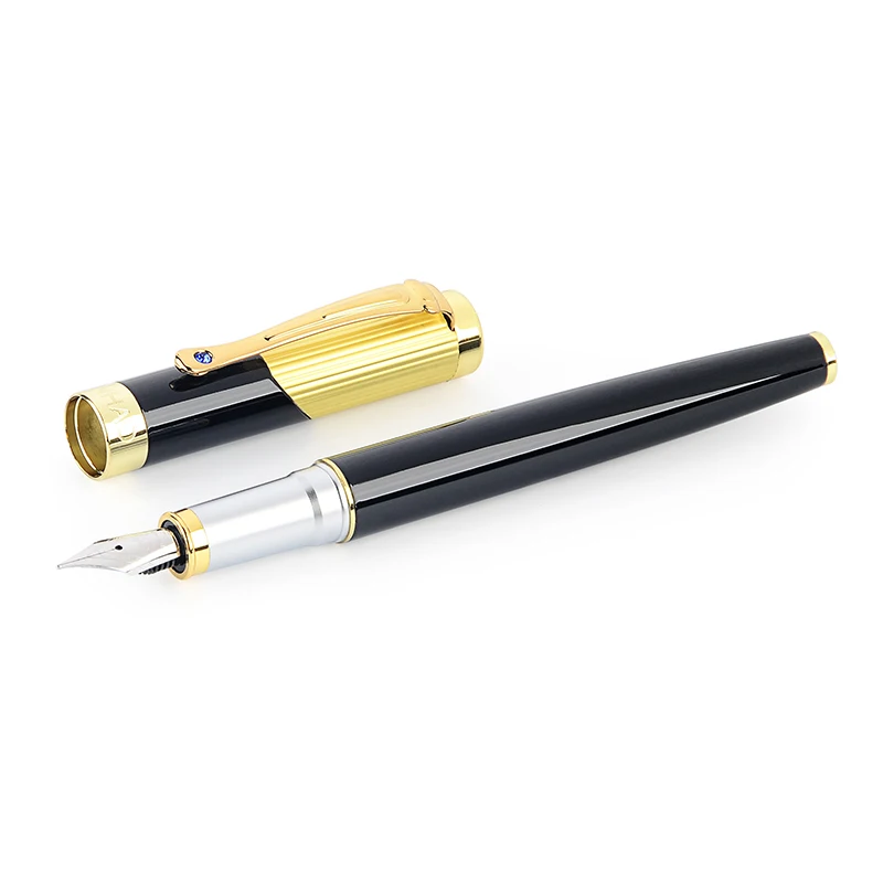 Роскошная Высококачественная Авторучка Jinhao 9009, черная, Золотая авторучка, офисная, школьная, средняя, с драгоценными камнями, с отделкой, шариковая ручка Iraurita, поставка