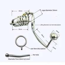 Stainless steel cock cage+anal hook plug male chastity device for men cock ring penis sleeve urethral catheter cages sex toys