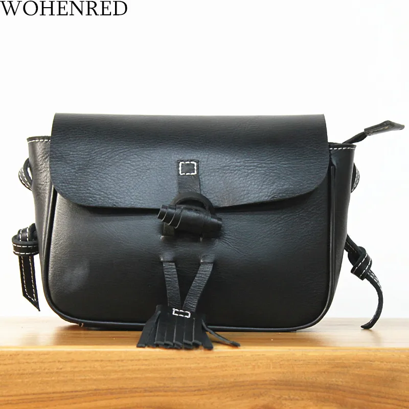 

WOHENRED Genuine Leather Crossbody Bags For Women Shoulder Bag With Tassel Small Bag Lady Fashion Messenger Bags For Women 2019