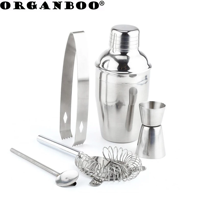 ORGANBOO 5Pcs/set 550ml Stainless Steel Cocktail Shaker Cocktail Mixer