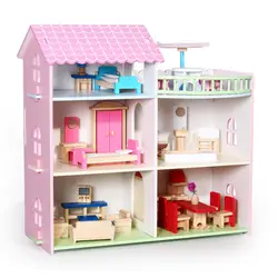 DIY деревянный кукольный дом трехэтажный кукольный домик с миниатюрной мебель наборы для ухода за кожей Куклы kawaii ролевые игры игрушки